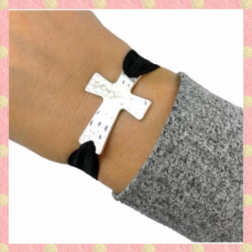 Hammered Cross Bracelet